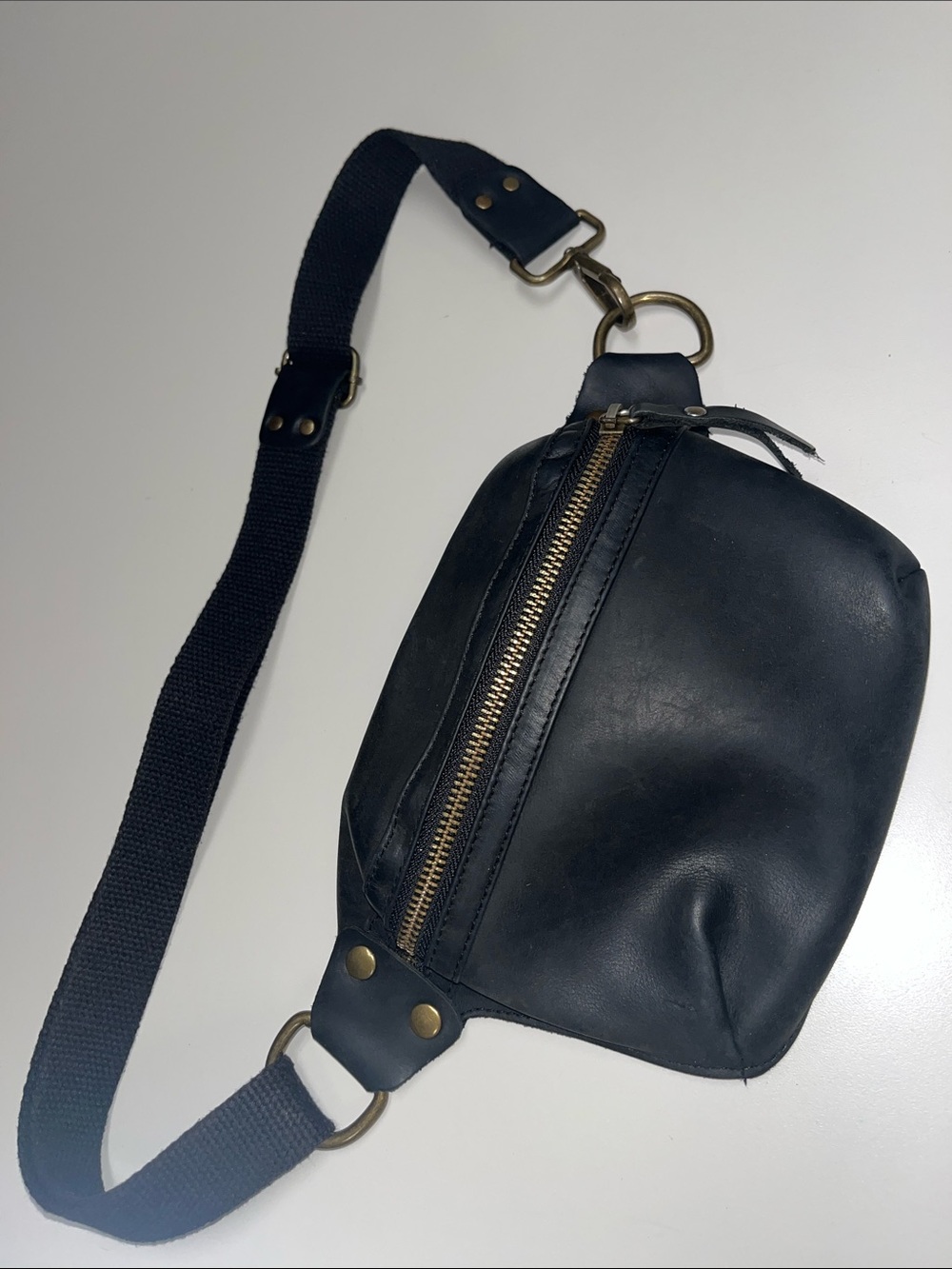 Lucky Black Leather Crossbody / Belt Bag